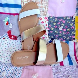 Super Cute gold and white strap sandles! NWT